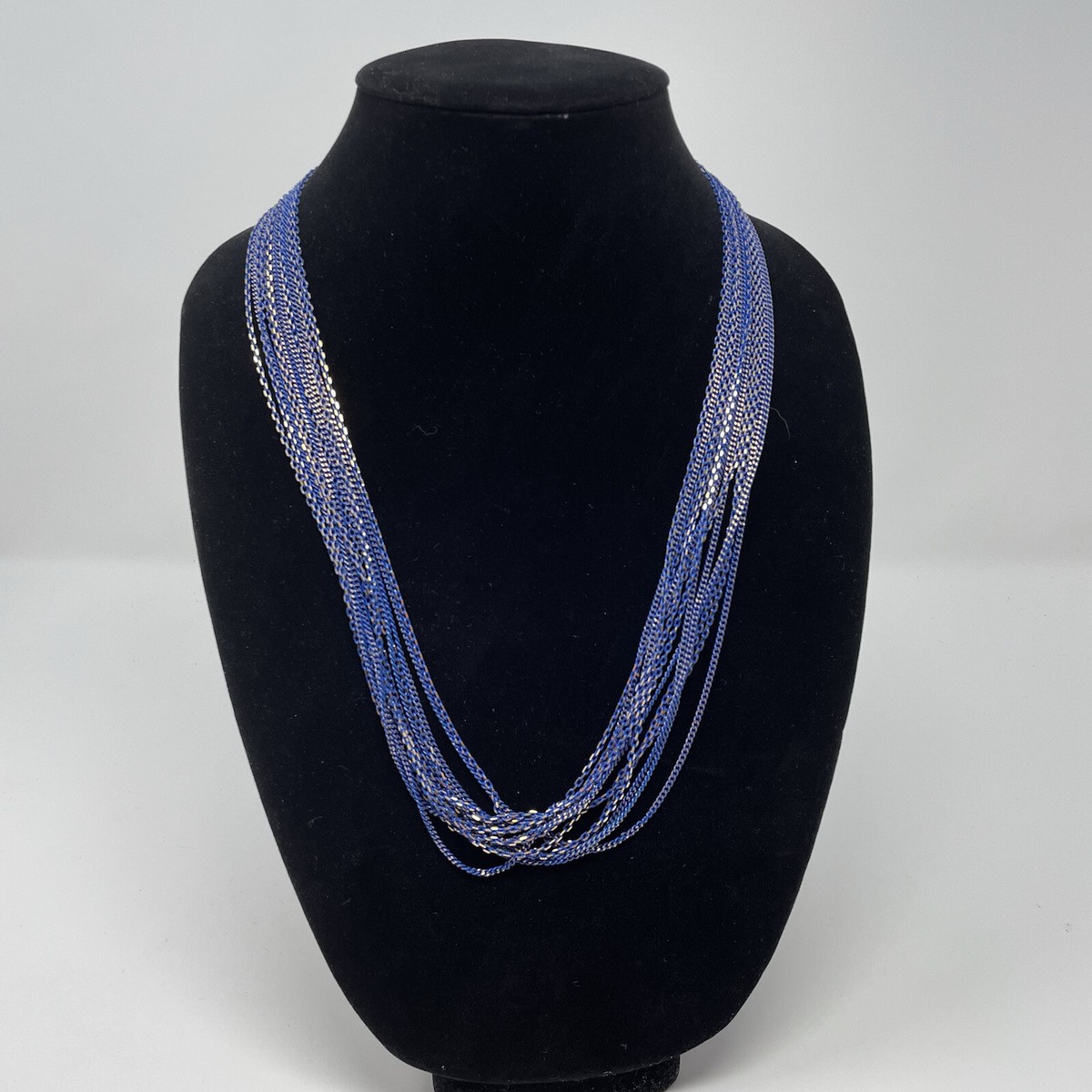 QVC Susan Graver Liquid Multi Strand Chain Royal Blue Sparkle
