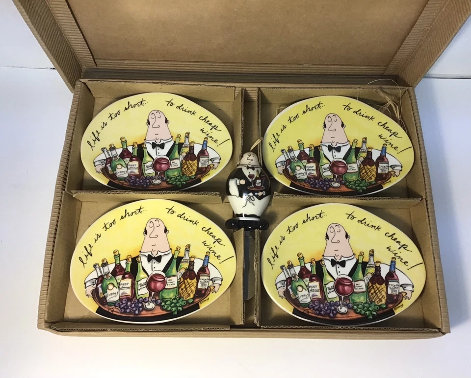 Грязевой пирог Tracy Flickinger вино шеф-повар овальная закуска тарелка вися кухонный декор 4 шт. - Изображение 4 из 4