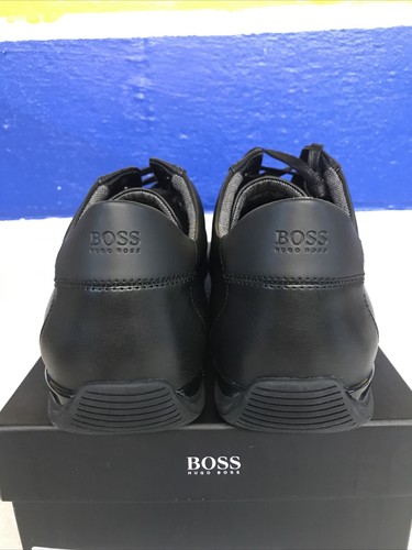Hugo Boss Saturn Low Lux 4 Sneakers Black Leather 50401835 Mens Size 13 New - Picture 4 of 11