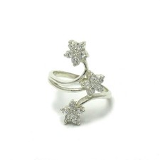 Stylish Sterling Silver Ring Solid 925 Flower With Cubic Zirconia Handmade