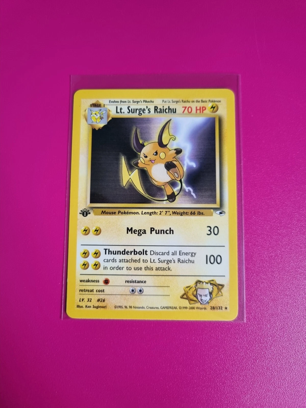 Pokemon Lt. Surge's Raichu Non Holo 1st Edition Gym Heroes 28/132 Near Mint
