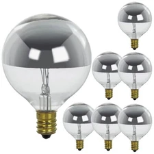 6Pack Globe Silver Bowl Light Bulbs, E26 Medium Base, 60 Watts, 2600K, 120V, G25