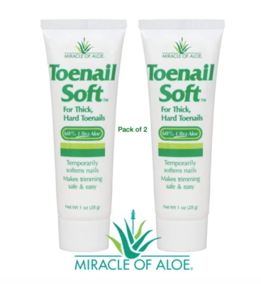 MIRACLE OF Aloe Toenail Softener 60% pure Aloe Nail Softening Cream - Pack of 2