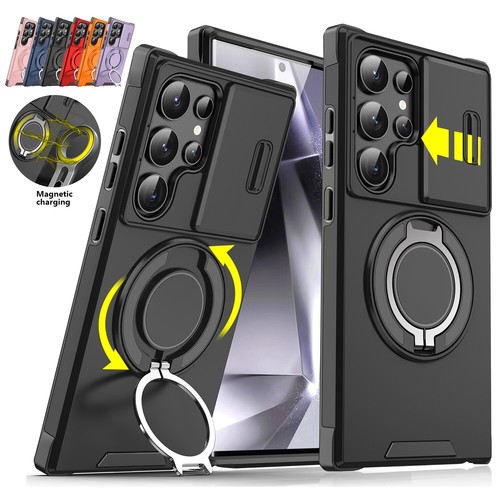 For Samsung Galaxy S25 S24 Ultra S23+ S22 Magnetic Ring Holder Slide Camera Case - Photo 11 sur 20