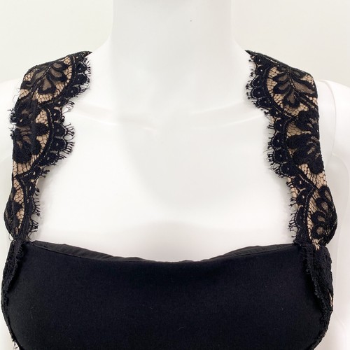 Aidan Mattox Lace Panel Woven Sheath Knee Length Cocktail Party Dress in Black - Picture 7 of 13