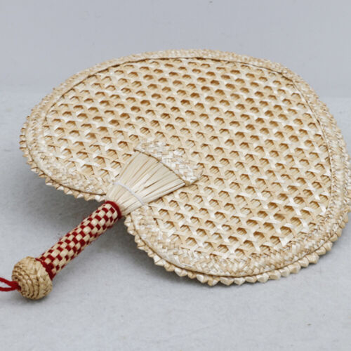 Vintage Style Hand Woven Straw Fan for Outdoor Events - Afbeelding 1 van 18