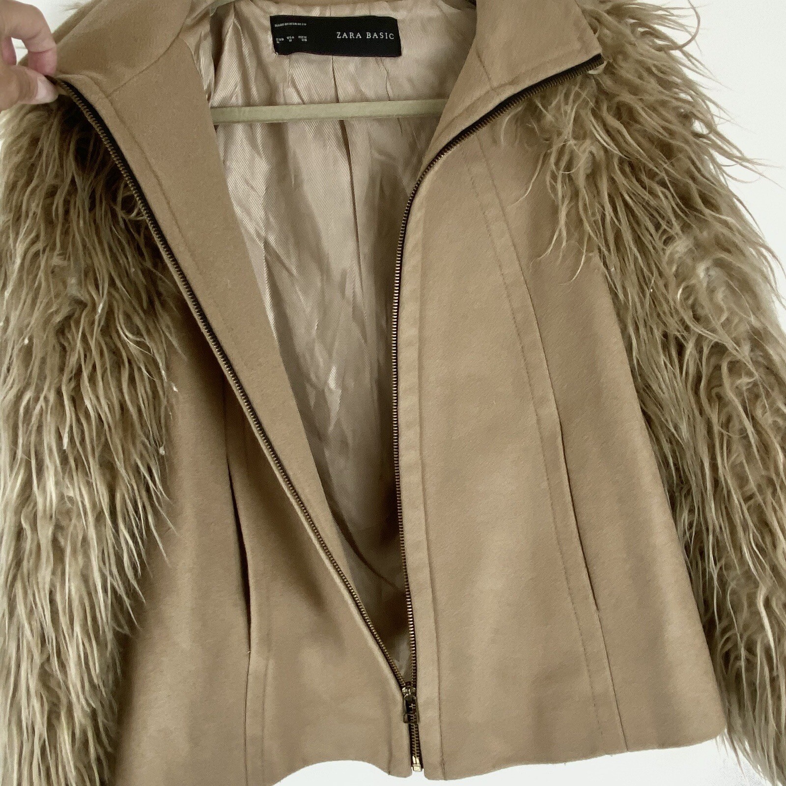 Zara Basic Womens Medium Wool Coat Jacket Faux Fu… - image 7