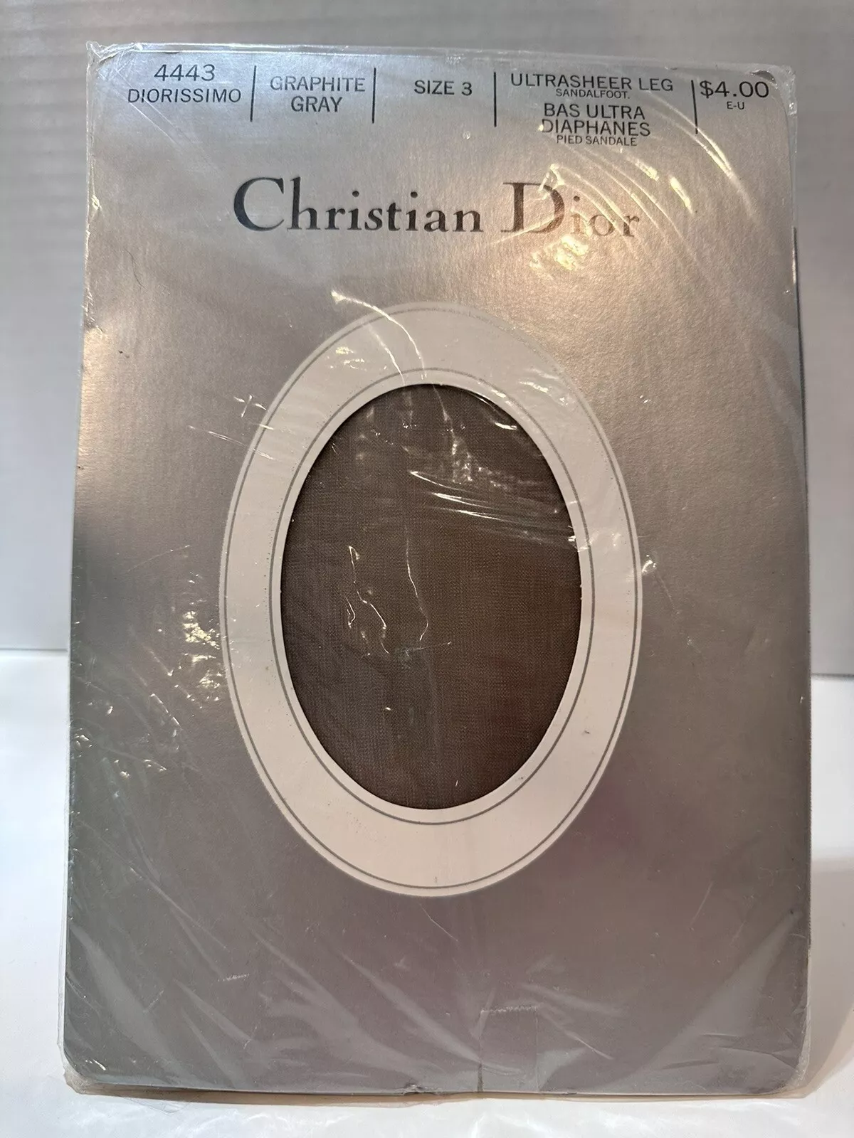 Collant Christian Dior gris graphite Diorissimo 4443 pied sandal ultra transparent **3