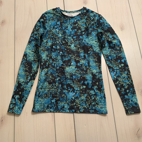 girls M champion spandex athletic long sleeve base layer blue black