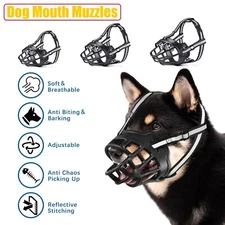 Anti-Biting Pet Dog Soft Silicone Mouth Muzzles Adjustable Breathable Basket US