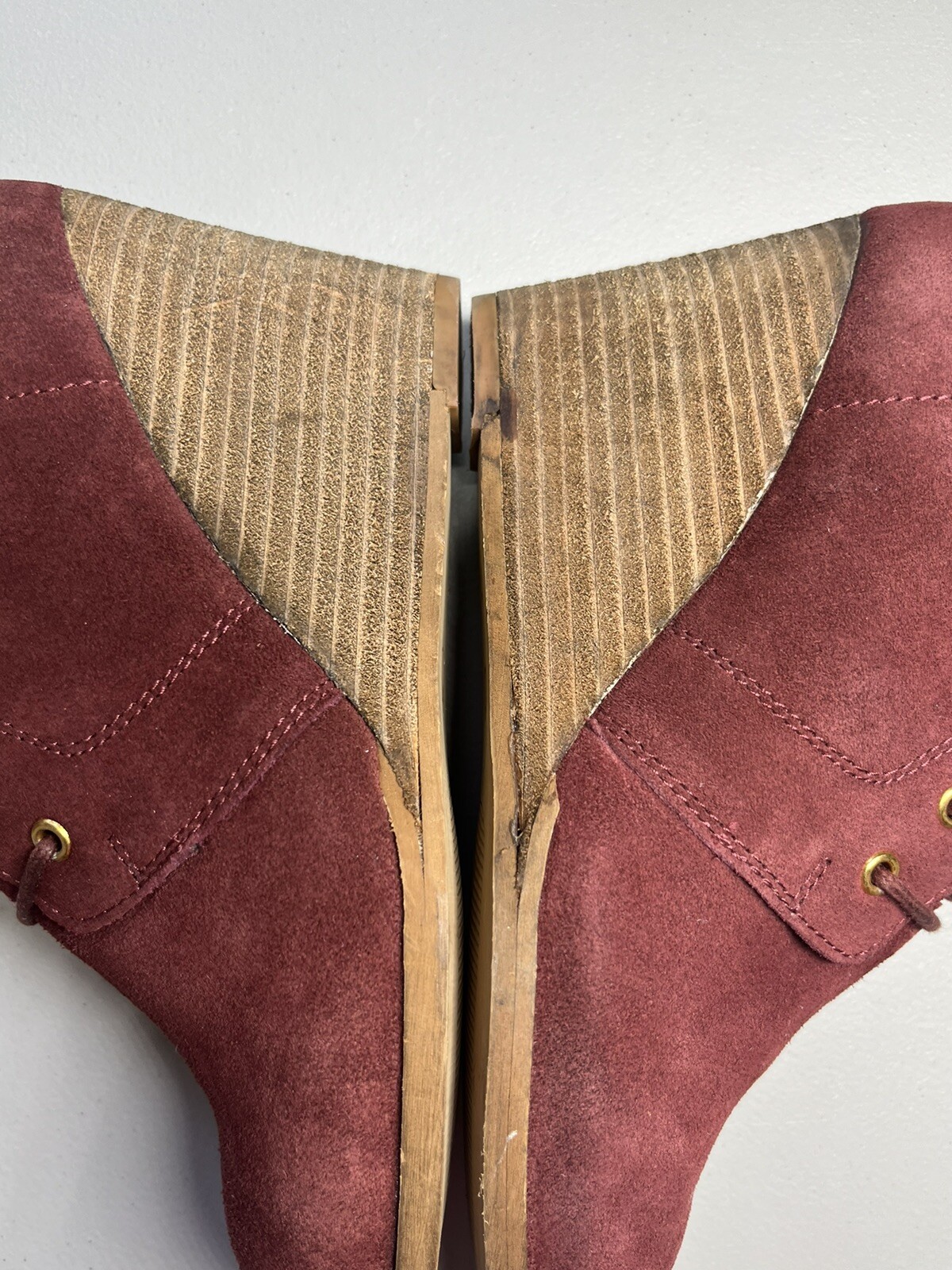 Diba Ankle Boots Womens 7 Blake Suede Wedge Bootie Burgundy Lace Up Round Toe