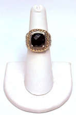 Vintage Sterling Silver 18K Yellow Gold Black Onyx Ring Size 6