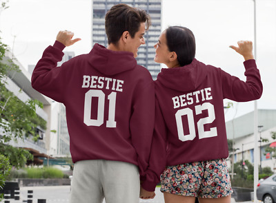 Bestie 01 Bestie 02 Hoodie Hoody Novelty Hooded Sweatshirt Matching Friends