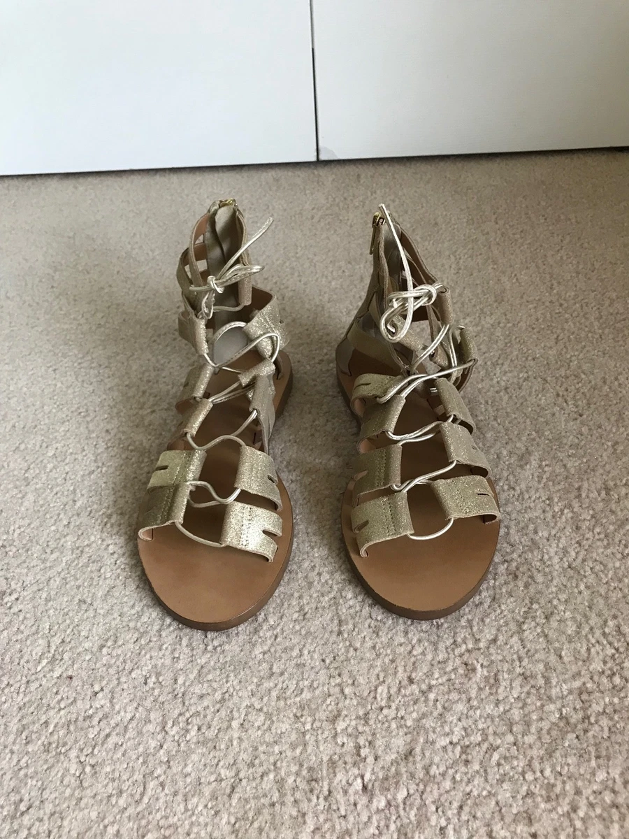 NWT J Crew Gold Sparkle Gladiator Sandals Made in Italy in Size 6