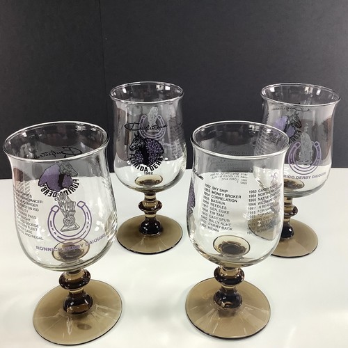 4 Gulfstream Florida Derby 1982 Ronrico Derby Daiquiri Horse Footed Bar Glasses - Picture 1 of 17