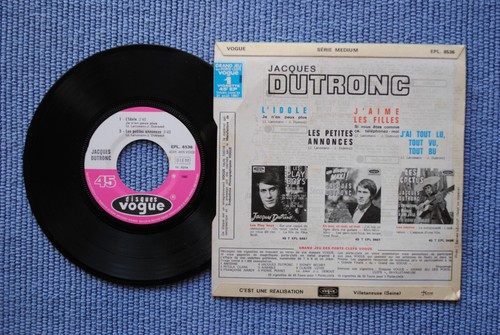 JACQUES DUTRONC / EP VOGUE EPL. 8536 / BIEM 1967 (F) - Picture 2 of 2
