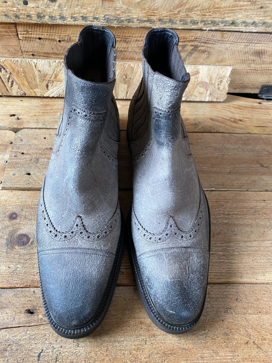 Dolce Gabbana distressed chelsea boots, gray, suede bootts  display picture 2