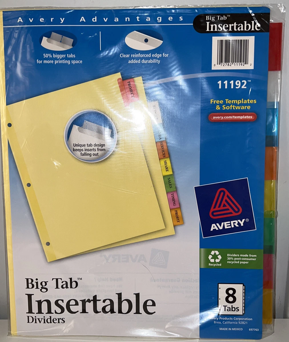 Avery 8 Tab Dividers Printable