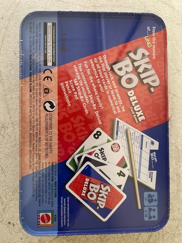 Mattel Skip-Bo Deluxe Card Game Metal Storage Tin Family Game Blue Sealed - Picture 2 of 5
