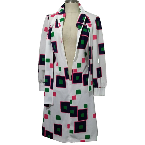 VESTIDO MULTICOLOR De Colección KAY WINDSON THE LOOK YOU LOVE Crimplene Cremallera Frontal EE. UU. M? - Imagen 4 de 12