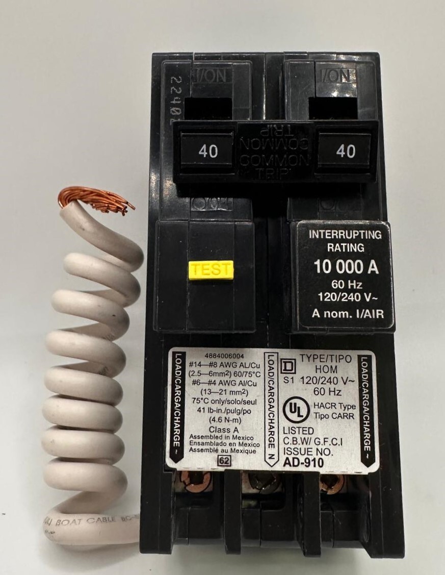 Square D 40A Plug in Circuit Breaker HOM240GFI TESTED 785901303466 