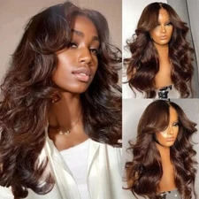 250 Density #4 Chocolate Brown Human Hair Wigs Body Wave 4x4 Lace Wig Remy Hair