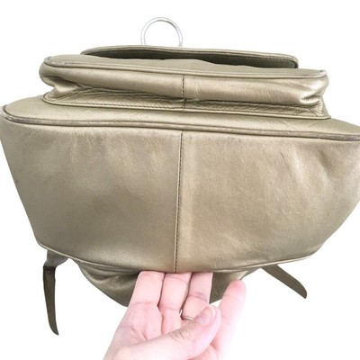 Vintage ASPECTS Vegan Leather Bucket Backpack Metallic Gold  display picture 2