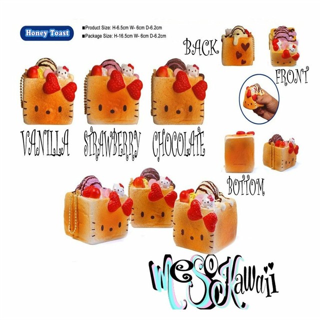 Jumbo Hello Kitty Bitten Toast Squishy Bread Bun Kawaii Squishies Sweets Cafe For Sale Online Ebay
