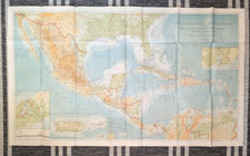 National Geographic 1922 MAP of The Countries of the CARIBBEAN  25.5" BY 43.5"
