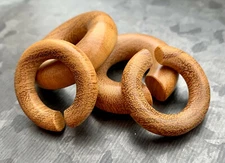 PAIR Jackfruit Wood Hoops Hanger Plug Gauge Tunnel Spiral Taper Organic Earrings