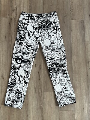 Rare Y2K skater RIPNDIP  DARK TWISTED FANTASY TWILL PANTS (BLACK/WHITE)  Size 30