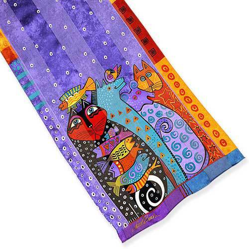 "Bufanda 100 % seda Laurel Burch tonos of Purple Sea Dreamers 11"" x 53" - Imagen 1 de 1