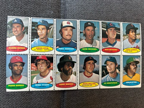 1974 Topps Baseball Stamp Panel w/ 12 Stamps with CAREW / HUNTER MINT SHAPE ! - Picture 1 of 4