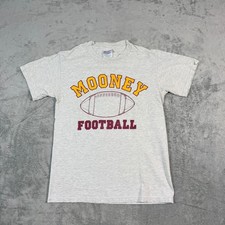 VTG Hanes Mens Small T-Shirt Mooney Football Gray Short Sleeve USA Made