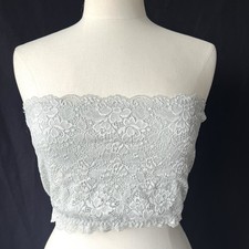 Lace Floral Bralette Bustier Crop Top XXL Cami Strapless Tank Festival Gray NEW