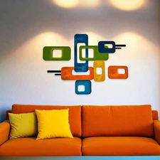 Mid-Century Modern Wall Sculpture, Contemporary wall art 3 piece -33x24 by Art69