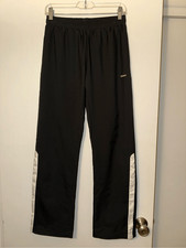 Reebok Small Active Track Pants Elastic Waist Solid Black Mesh Lining Womens EUC