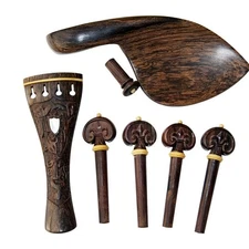 Rosewood 4/4 Violin Fittings Carved Violin Peg Tailpiece Chinrest Accessories