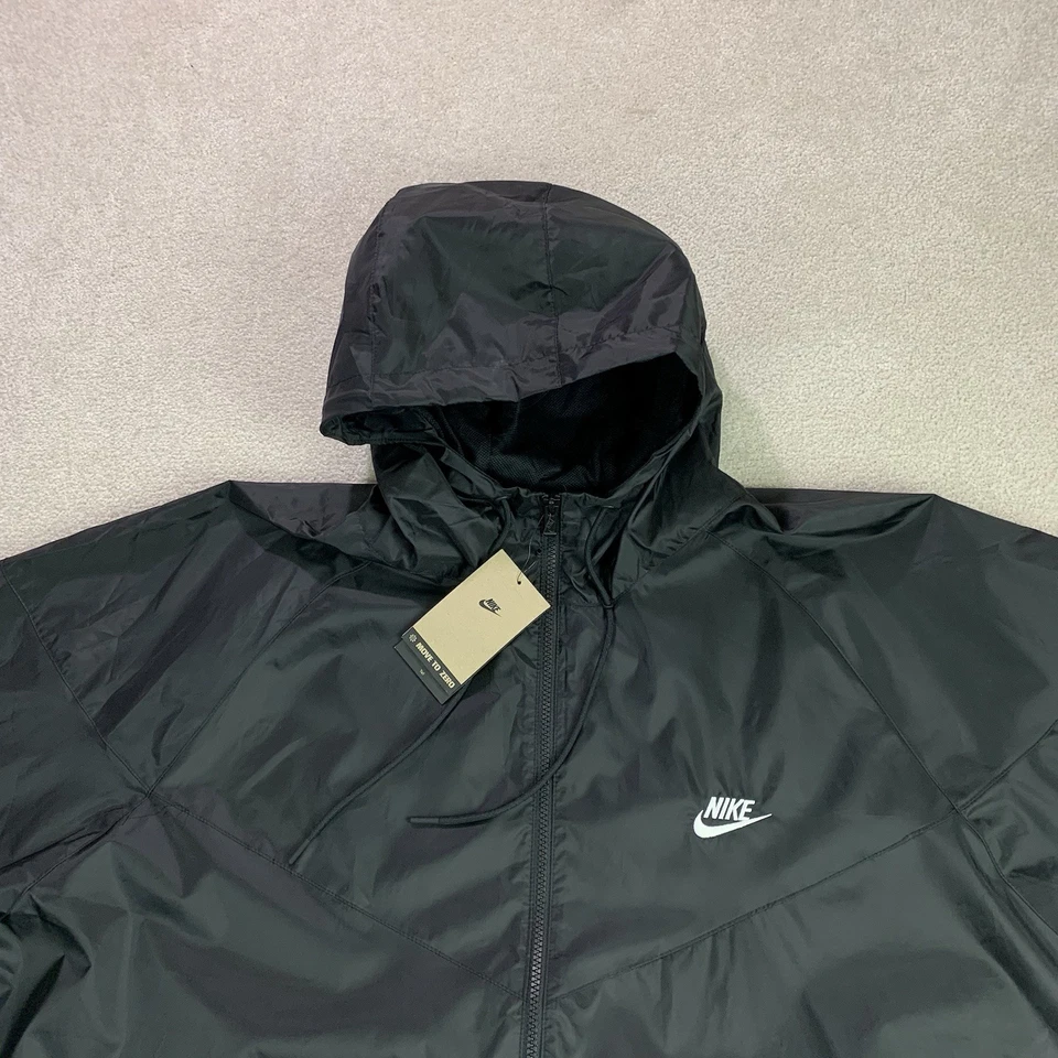 NUEVO CON ETIQUETAS Nike Windrunner Chaqueta 4XL Alta Con Capucha Negro Abrigo de Lluvia Rompevientos Foto 3 de 4