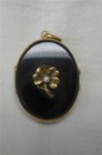 Antique Locket 14K Gold Black Onyx Belle Epoque Victorian Mourning Jewelry c1860 — photo 1