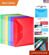 Plastic File Folders, 12 PCS A4 Plastic Envelopes with Snap Closure, Folders ...