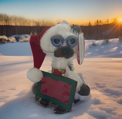  Twisted Whiskers  Posable Siamese Cat Plush Holding Christmas Card Holder