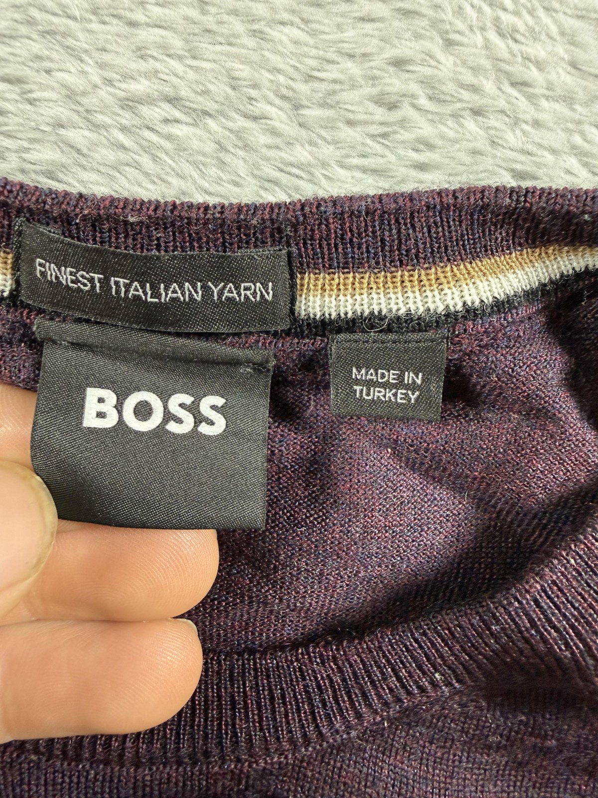 Hugo Boss Sweater Mens Small Purple Wool Minimalist Pullover Sweater Jumper thumbnail 10