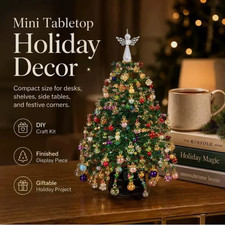 DIY Beaded Christmas Tree Craft Kit with LED Lights Tabletop Ornament Decor Set