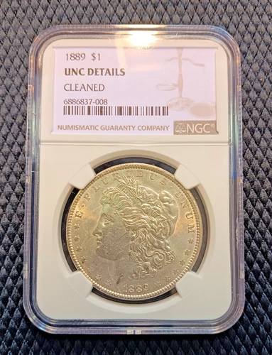 1889 Morgan Silver Dollar $1 NGC Certified UNC (MS60) Details Cleaned