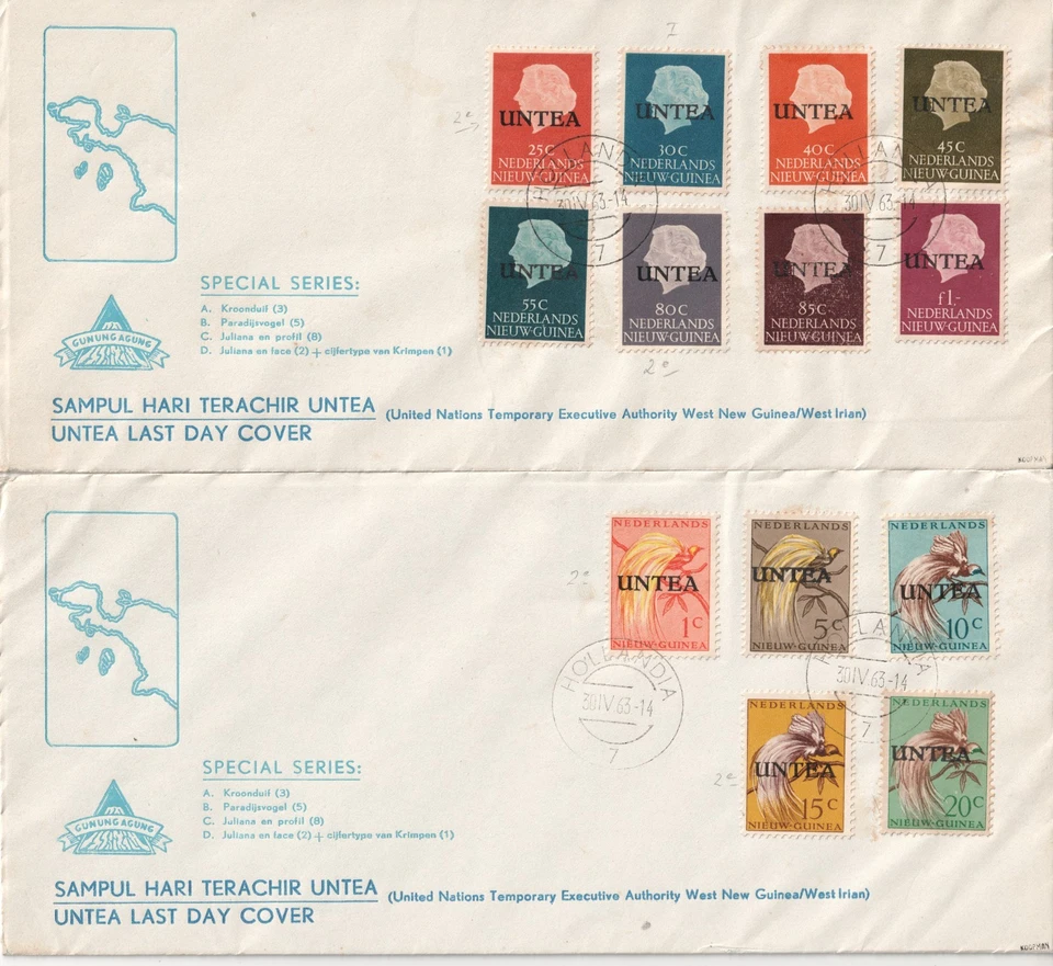 Países Bajos Nueva Guinea UNTA UN cpl Set en 4 Fundas Último Día Foto 2 de 3