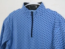 Greyson Quarter Zip Sweater Mens Large Blue Geometric Print Golf Pullover Top