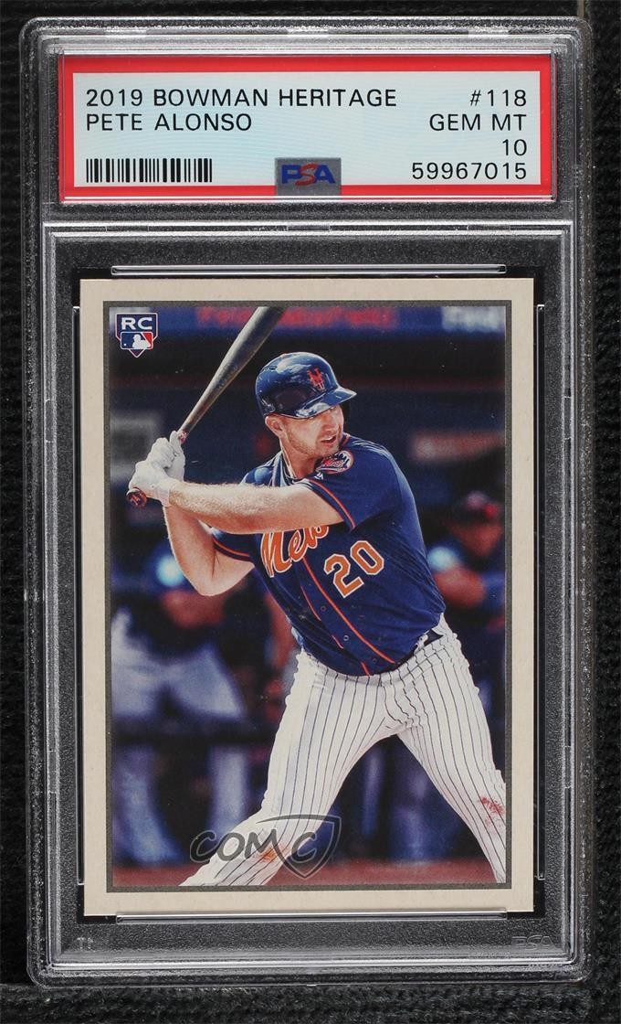 2019 Bowman Heritage Veterans/Rookies Pete Alonso #53VR-118 PSA 10 GEM MT RC