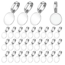 Psyqtsuary 100 pcs Bails for Jewelry Making Silver on Flat Pad Bails Round Pe...