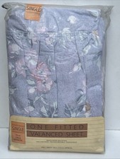 Vtg  St Michael One Fitted Single Valance Sheet  Grey Floral 91cm (36in) New.